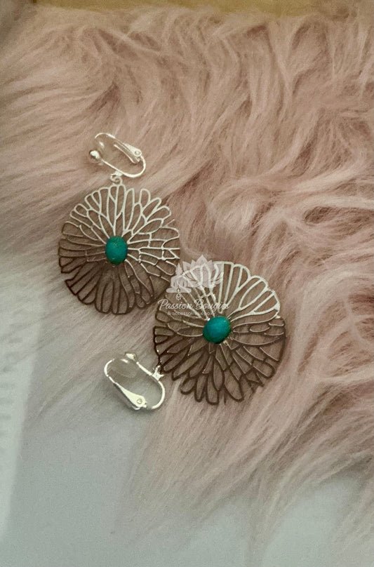 Boucles d’oreilles fleurs de turquoise ✨