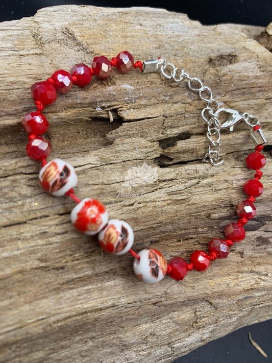 Bracelet porcelaine rouge