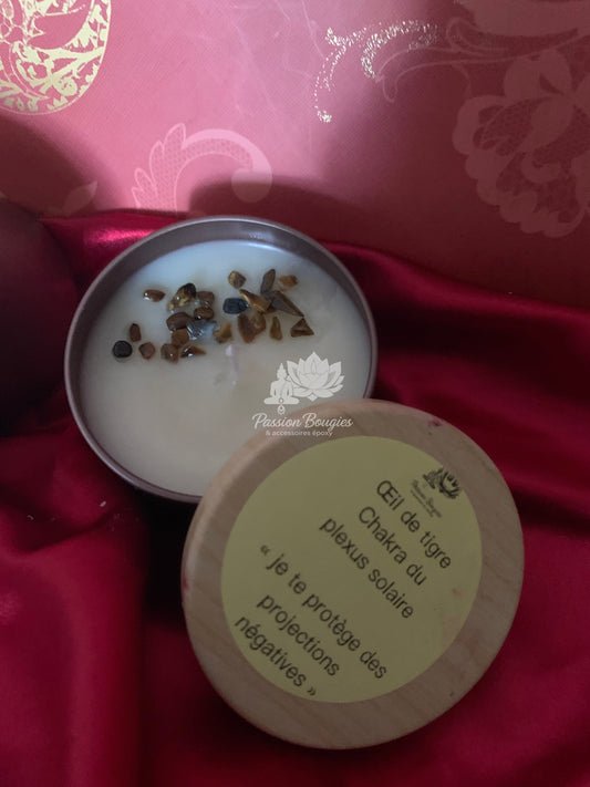 Pot métal doré ✨ Bougie énergétique – Chakra plexus solaire 💛 parfumé au choix 🌿